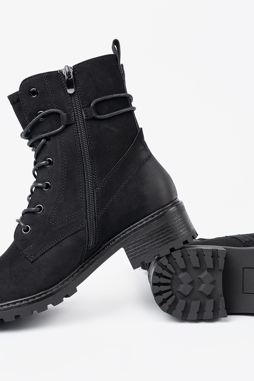 Elegante cor preta botas de montaria altas z ozdobnym cadarçosm