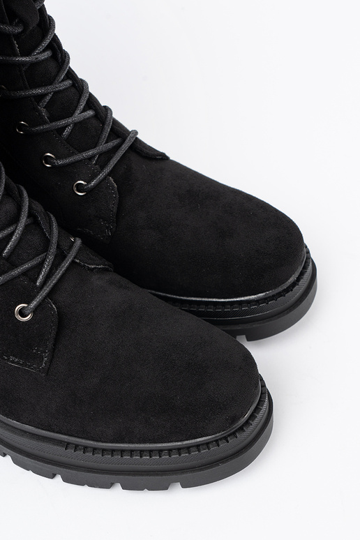 cor preta amarrado botas de montaria altas na masyParanej podeszParaie