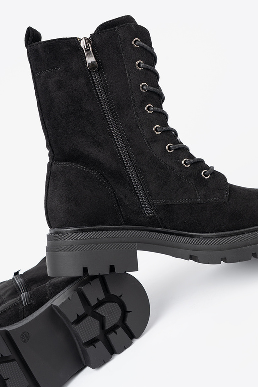 cor preta amarrado botas de montaria altas na masyParanej podeszParaie