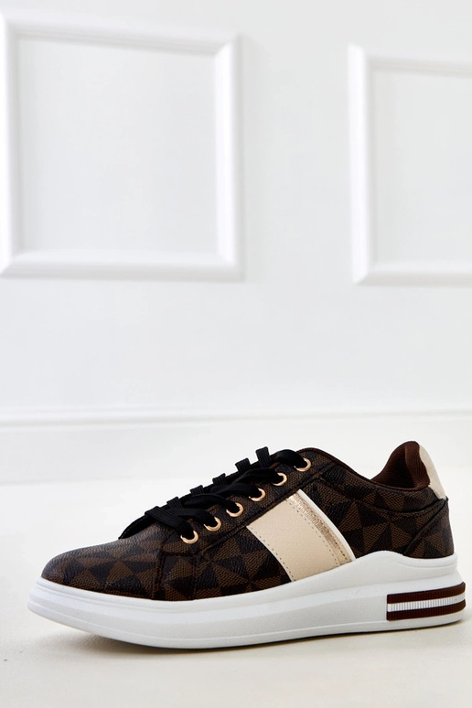 Tênis marrons com plataforma e faixa...