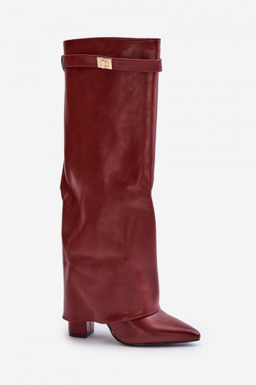 botas femininas Eko PeleEMyParainiętą CholeParaką com salto Borgonha Avamora 2