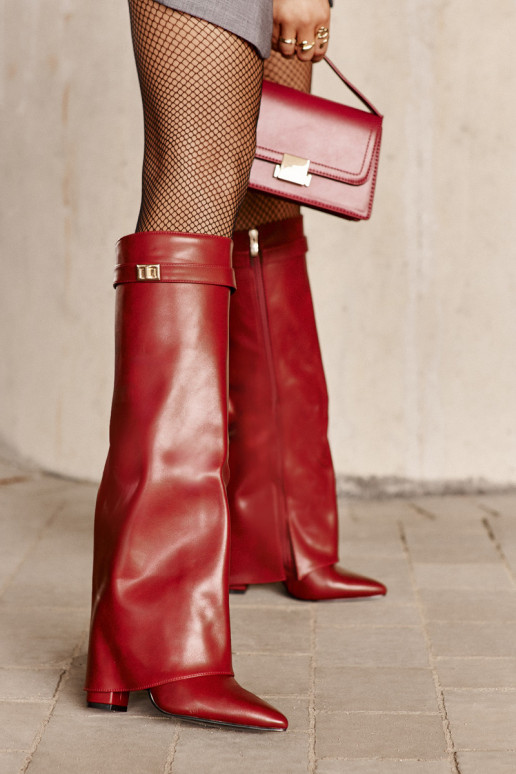 botas femininas Eko PeleEMyParainiętą CholeParaką com salto Borgonha Avamora