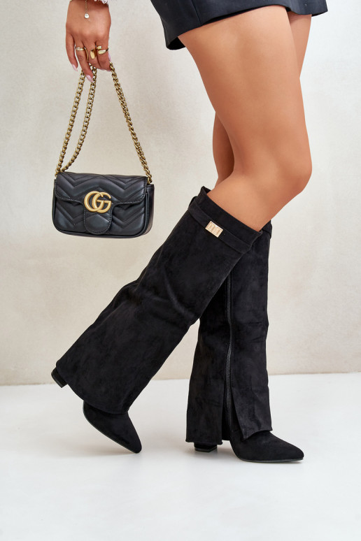 botas femininas de camurça ecológicaoParaeEMyParainiętą CholeParaką com salto cor preta Bralise botas femininas de camurça ecológicaoParaeEMyParainiętą CholeParaką com salto cor preta Bralise