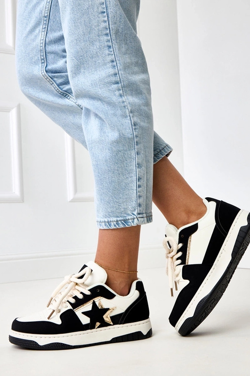 Tênis plataforma preto e branco com...