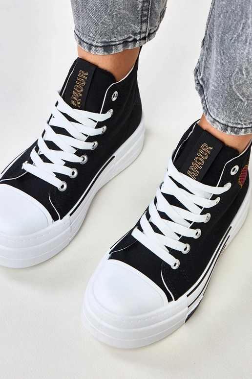 Tênis plataforma pretos altos com... Tênis plataforma pretos altos com...