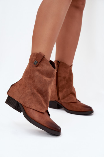 Botins femininos quentes estilo cowboy com salto na cor marrom Sylvette 2