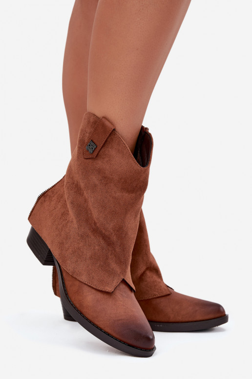 aquecimento botas estilo coParaboy com salto cor marrom Sylvette aquecimento botas estilo coParaboy com salto cor marrom Sylvette