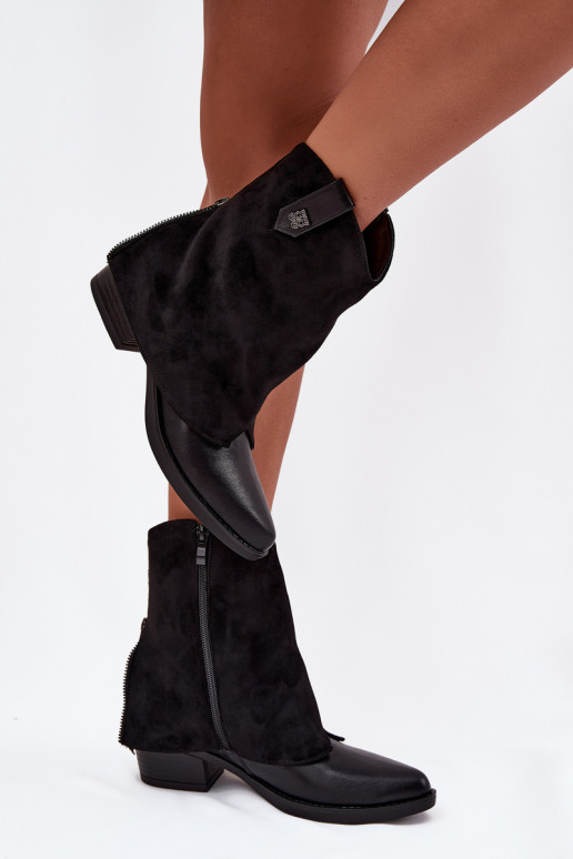 aquecimento botas estilo coParaboy com salto cor preta Sylvette aquecimento botas estilo coParaboy com salto cor preta Sylvette
