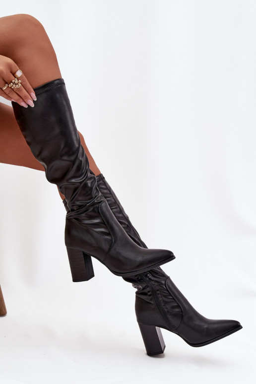 botas femininas com salto Vinceza 16511 cor preta