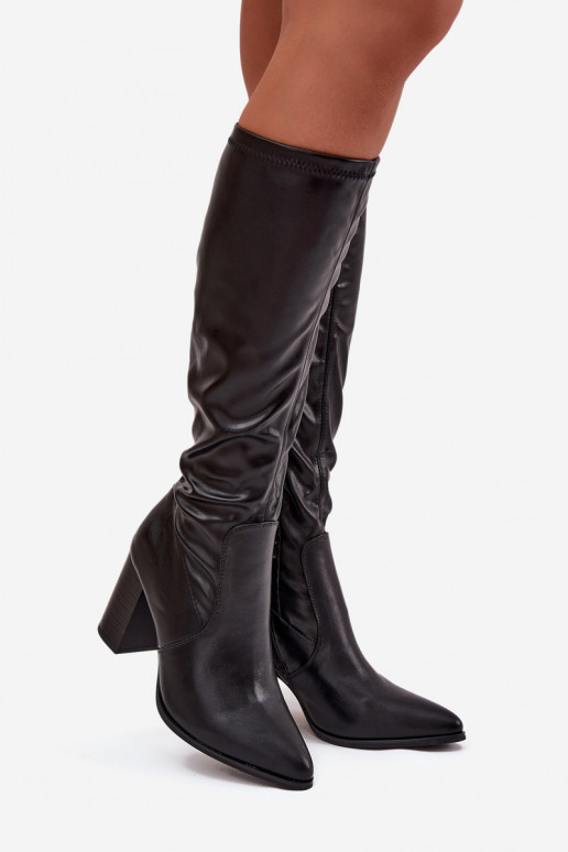 botas femininas com salto Vinceza 16511 cor preta