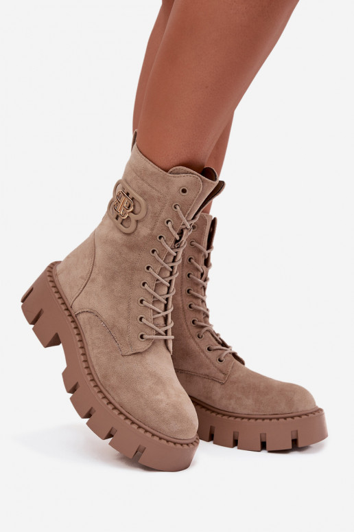 aquecimento Botas EMokrery Feminino com enfeites bege Melisse