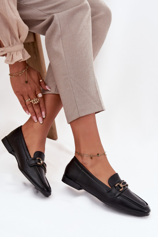 sapato Mocassins Feminino com enfeites cor preta Priscelle sapato Mocassins Feminino com enfeites cor preta Priscelle