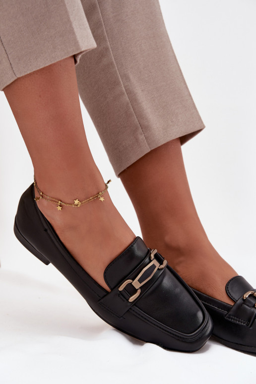sapato Mocassins Feminino com enfeites cor preta Priscelle sapato Mocassins Feminino com enfeites cor preta Priscelle
