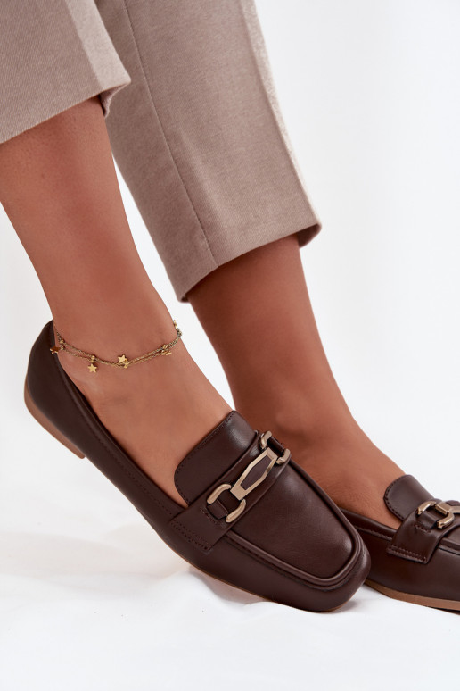 sapato Mocassins Feminino com enfeites cor marrom Priscelle sapato Mocassins Feminino com enfeites cor marrom Priscelle