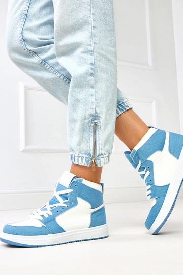 Tênis altos acima do tornozelo com motivos de jeans "Kasna"