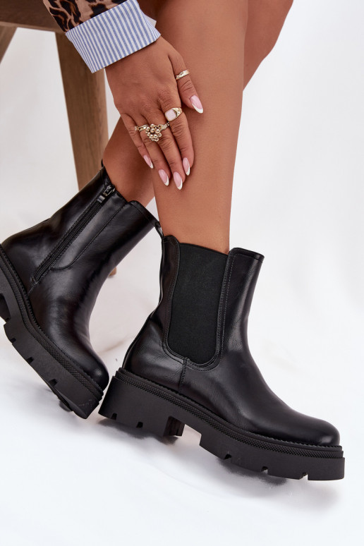 aquecimento botas elegantes Casal o castelo cor preta Niviane