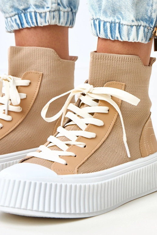 Tênis slip-on marrons tipo meia Perkins Tênis slip-on marrons tipo meia Perkins