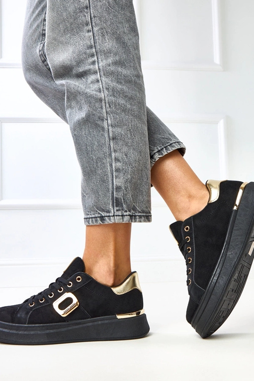 Sapatilhas pretas com plataforma e... Sapatilhas pretas com plataforma e...