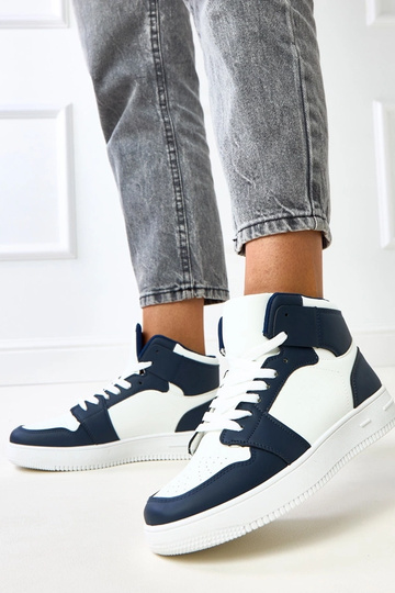 Sapatilhas altas brancas e azul-escuro com plataforma Olsen 2