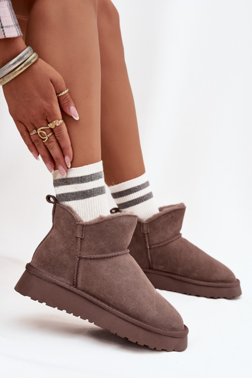 Botas de neveHabilitadoturalnego de camurçau aquecimento com pelo por dentro Vinceza 97961 cor marrom