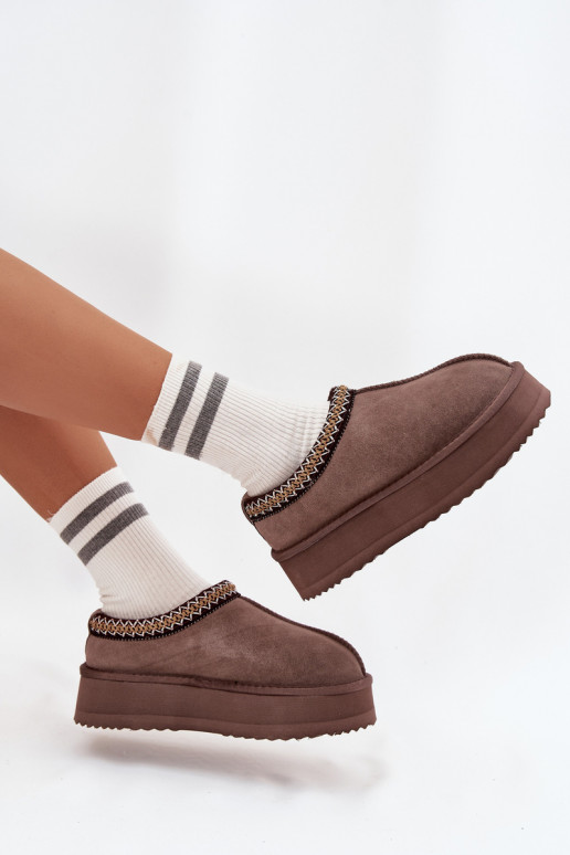 Baixo de camurça Botas de neve FemininoHaftem com uma plataforma Vinceza 97960 cor marrom