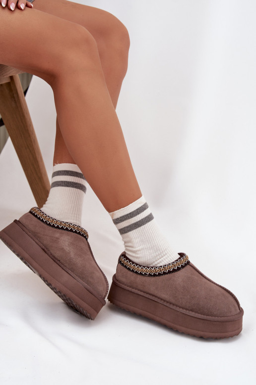 Baixo de camurça Botas de neve FemininoHaftem com uma plataforma Vinceza 97960 cor marrom