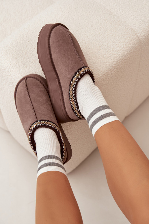 Baixo de camurça Botas de neve FemininoHaftem com uma plataforma Vinceza 97960 cor marrom