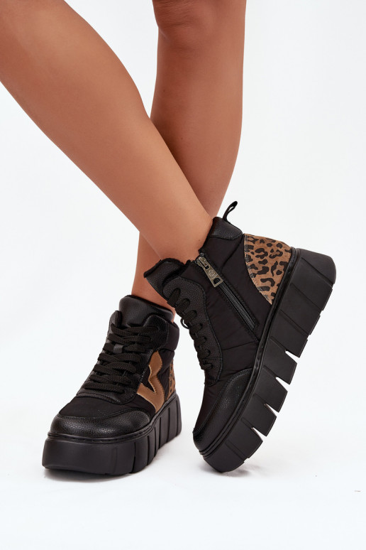 Pele Botas femininas com uma plataforma aquecimento Vinceza 66838 cor preta