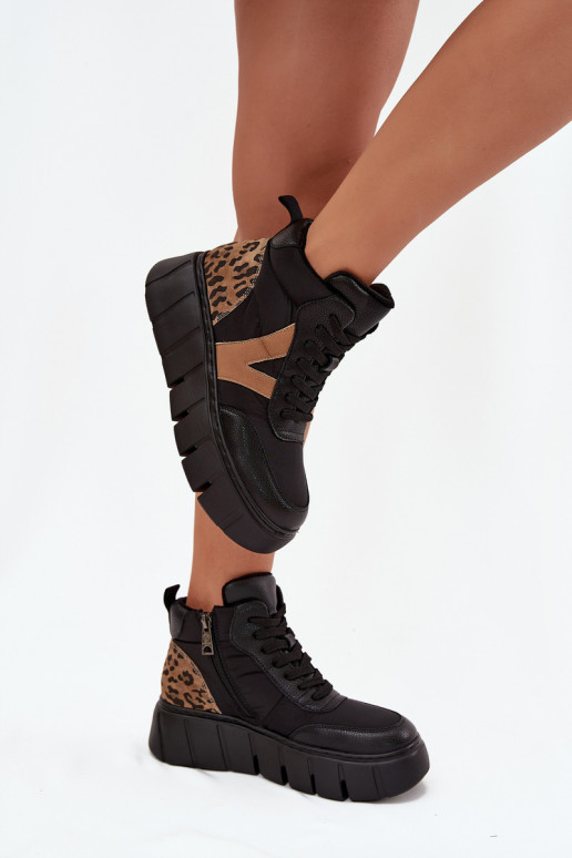 Pele Botas femininas com uma plataforma aquecimento Vinceza 66838 cor preta