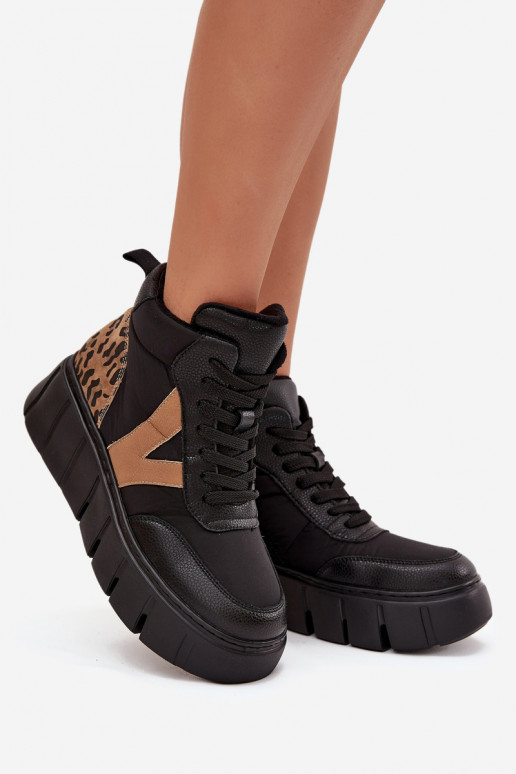 Pele Botas femininas com uma plataforma aquecimento Vinceza 66838 cor preta