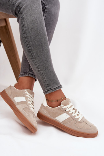 de camurça À modalo de tênis Feminino Vinceza 14029 bege