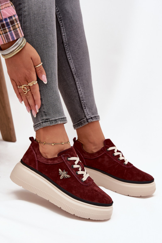 de camurça sapato Feminino com uma plataformaPrzypinką Vinceza 41495 Borgonha de camurça sapato Feminino com uma plataformaPrzypinką Vinceza 41495 Borgonha