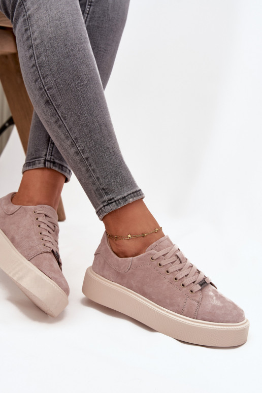 de camurça À modalo de tênis Feminino com uma plataforma Vinceza 79578 bege de camurça À modalo de tênis Feminino com uma plataforma Vinceza 79578 bege