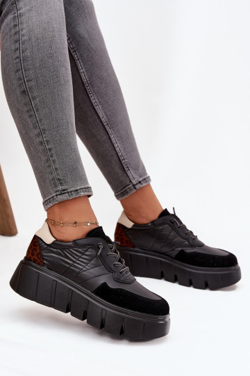 Tênis feminino com plataforma Vinceza 58565 na cor preta