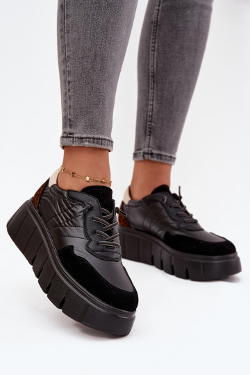 Tênis feminino com plataforma Vinceza 58565 na cor preta 2
