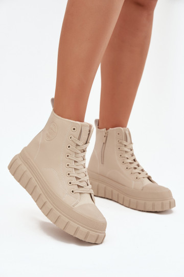 aquecimento Sapatos de lazer com uma plataforma de couro ecológico Big Star SS274535 bege 2