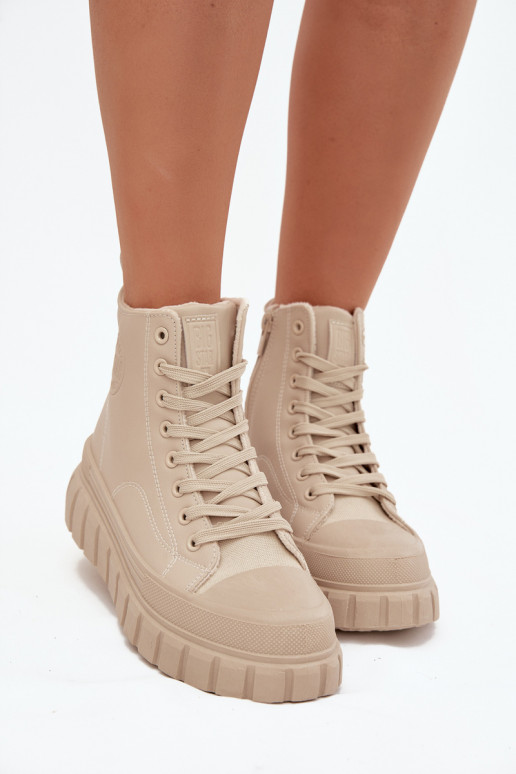 aquecimento Sapatos de lazer com uma plataforma de couro ecológico Big Star SS274535 bege aquecimento Sapatos de lazer com uma plataforma de couro ecológico Big Star SS274535 bege