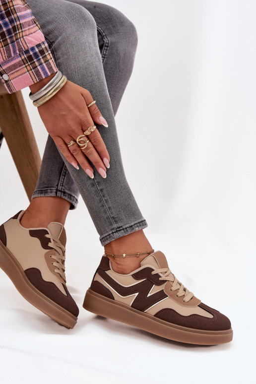 À modalo de tênis Baixo feminino Eko Pele cor marrom Givelle À modalo de tênis Baixo feminino Eko Pele cor marrom Givelle