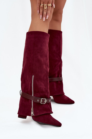 botas femininas Um modelo atraente com salto com salto decorado Borgonha Jolivine 2