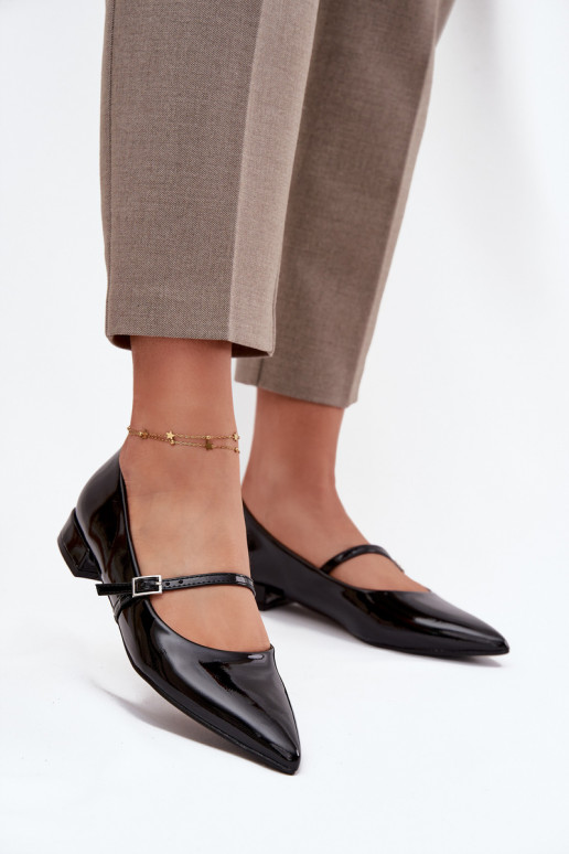 Bailarinas lacadas Habilitado Sutilm Obcasie com alças cor preta Isvella Bailarinas lacadas Habilitado Sutilm Obcasie com alças cor preta Isvella