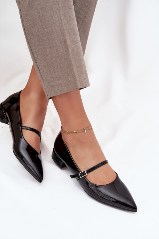 Bailarinas lacadas Habilitado Sutilm Obcasie com alças cor preta Isvella Bailarinas lacadas Habilitado Sutilm Obcasie com alças cor preta Isvella