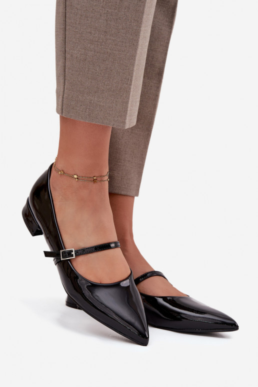 Bailarinas lacadas Habilitado Sutilm Obcasie com alças cor preta Isvella Bailarinas lacadas Habilitado Sutilm Obcasie com alças cor preta Isvella