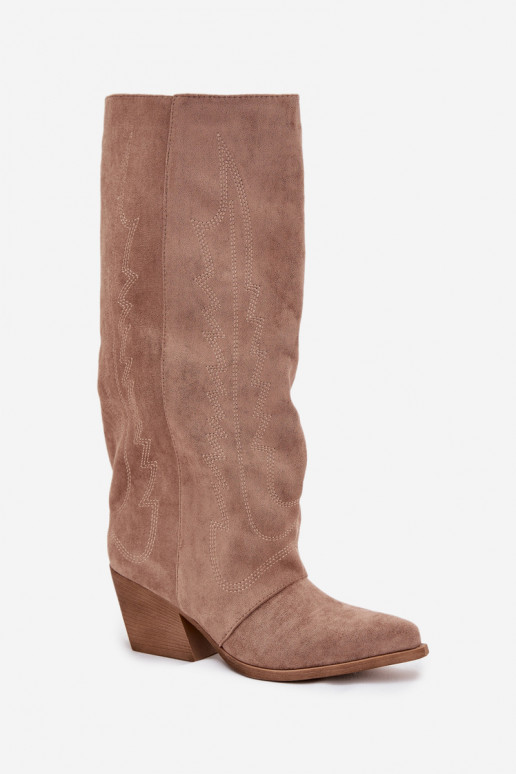 botas estilo vaqueiro Feminino Casal o castelo bege Isalina botas estilo vaqueiro Feminino Casal o castelo bege Isalina