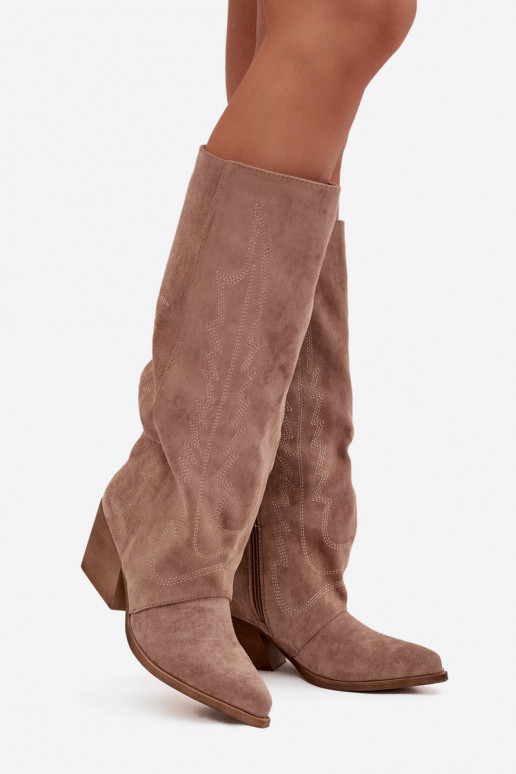 botas estilo vaqueiro Feminino Casal o castelo bege Isalina botas estilo vaqueiro Feminino Casal o castelo bege Isalina