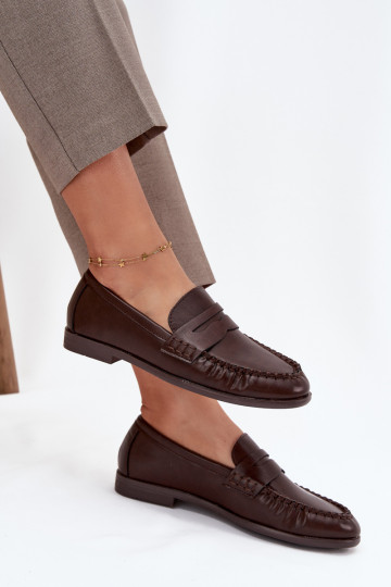 sapato Mocassins Feminino de couro ecológico cor marrom Lilith