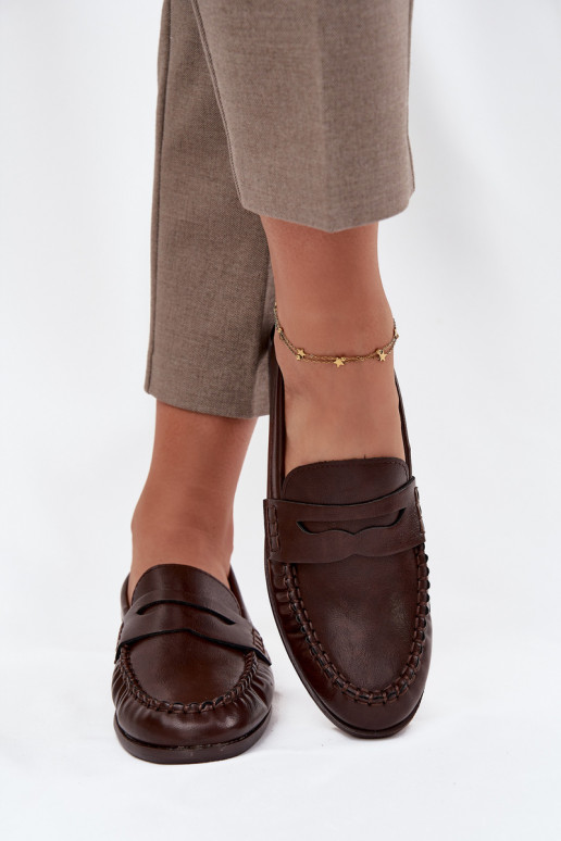 sapato Mocassins Feminino de couro ecológico cor marrom Lilith