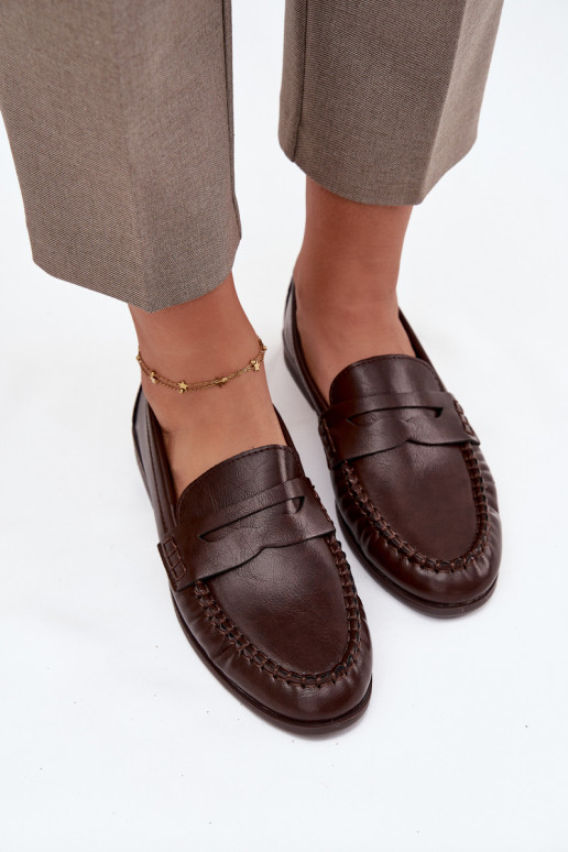 sapato Mocassins Feminino de couro ecológico cor marrom Lilith