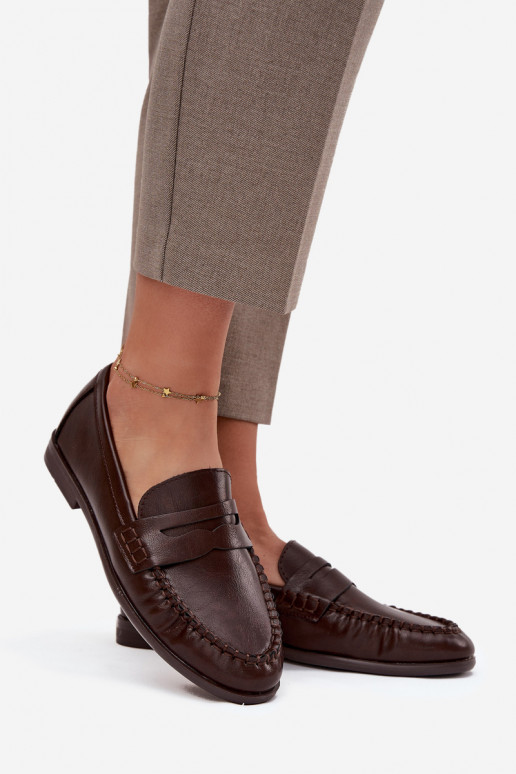 sapato Mocassins Feminino de couro ecológico cor marrom Lilith