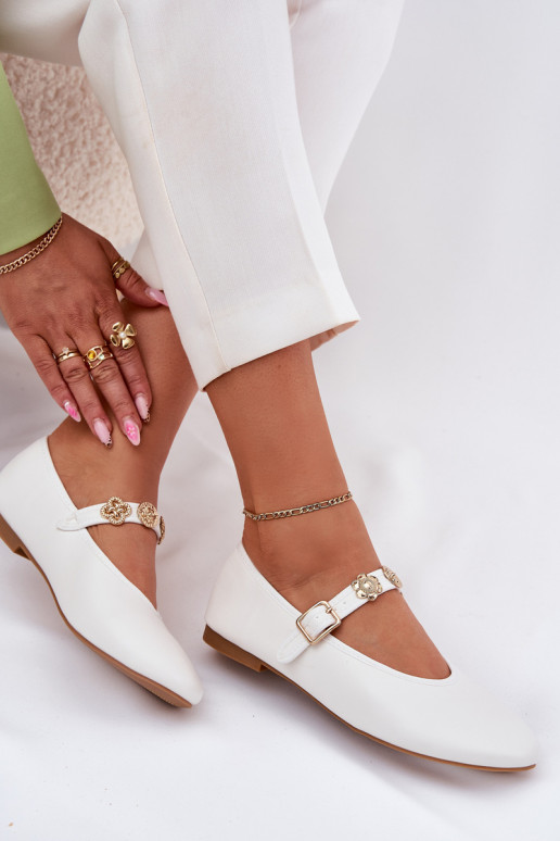 Bailarinas Feminino com alças I cor douradami Przypinkami cor branca Firicene Bailarinas Feminino com alças I cor douradami Przypinkami cor branca Firicene