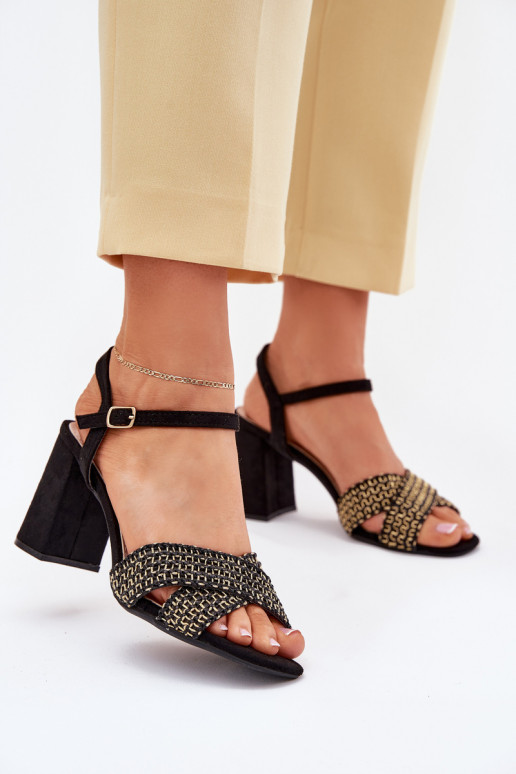 Sandálias femininas de salto alto cor preta Almera Sandálias femininas de salto alto cor preta Almera